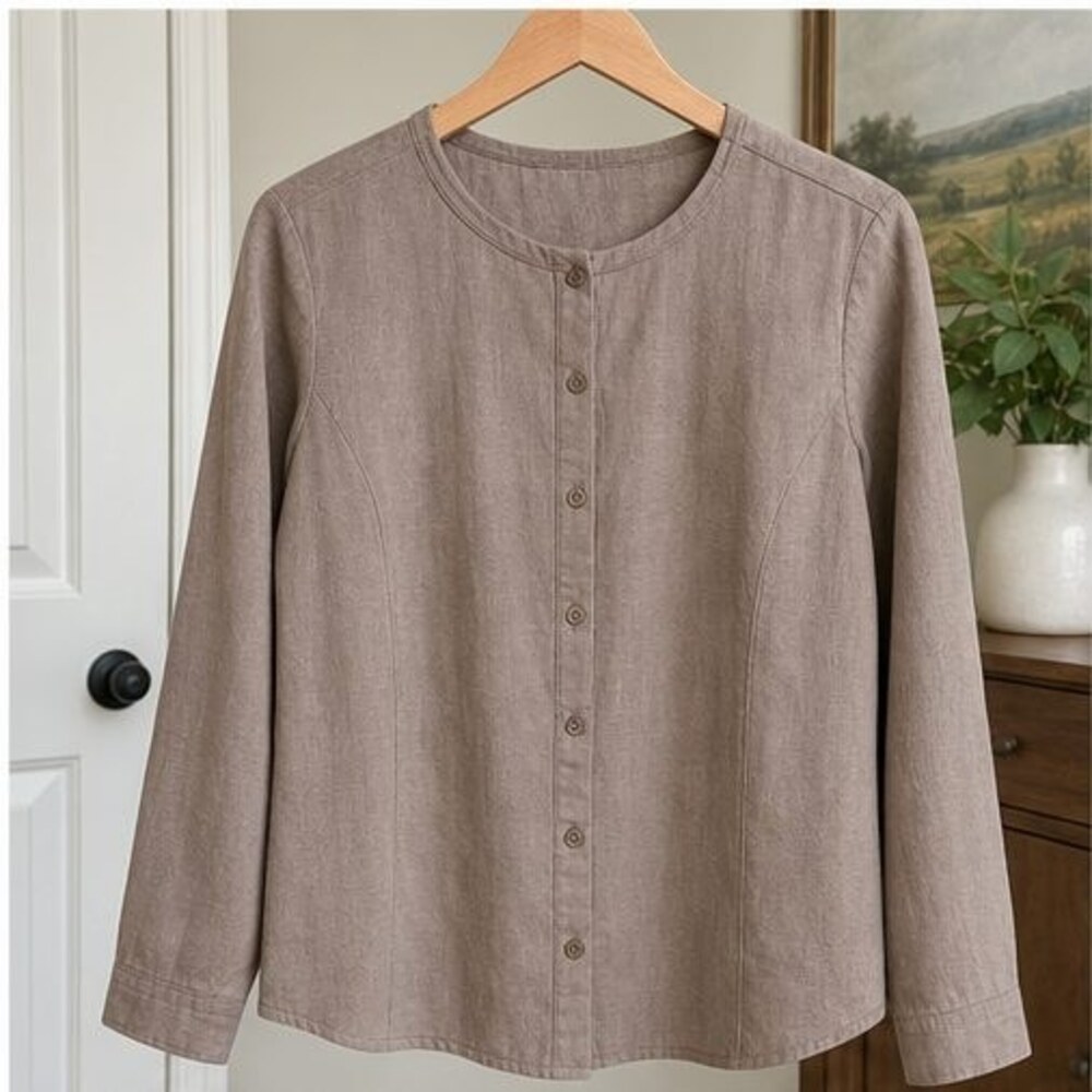 Taupe Lace Trim Top